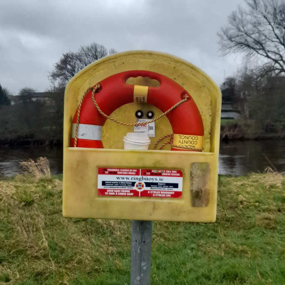 Waste coffee cup in Buoy by the riverside in Trim Climate action Trim Community Cup Waste coffee cup in Buoy by the riverside in Trim Climate action Trim Community Cup